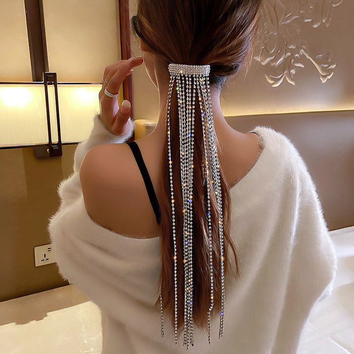 Jewelry WholesaleWholesale flash diamond tassel alloy hairpin JDC-HC-BaoY004 Hair Clips 宝钰 %variant_option1% %variant_option2% %variant_option3%  Factory Price JoyasDeChina Joyas De China