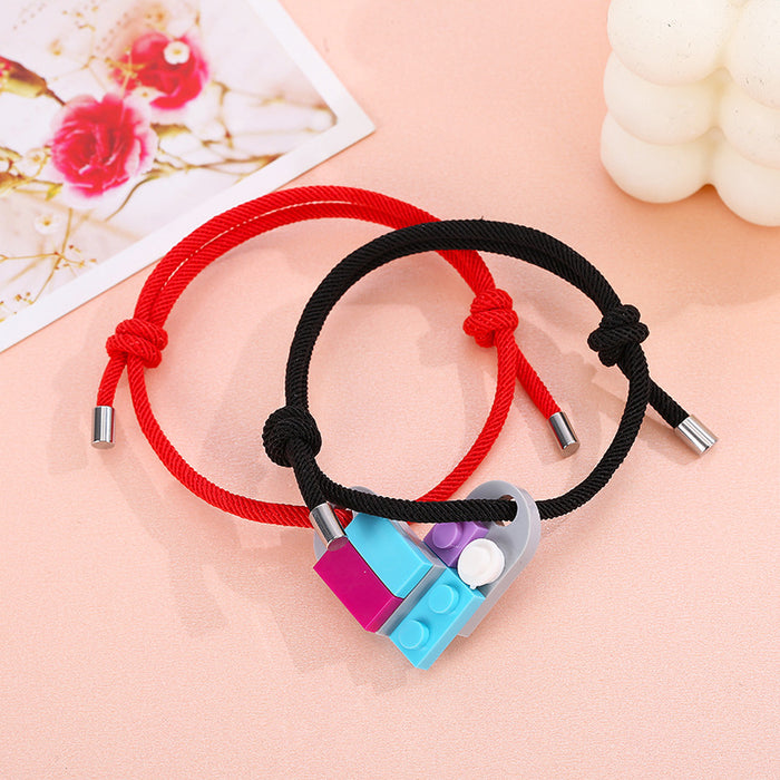 Wholesale Milanese Rope Building Blocks Assembled Love Couple Bracelet JDC-BT-ZiR013