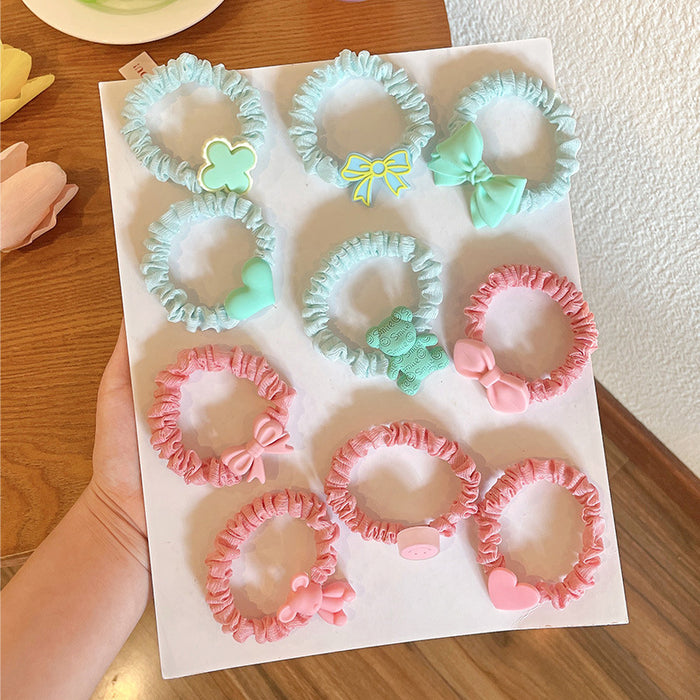 Wholesale Kids Rubber Band Acrylic Candy Color Cloth Hair Scrunchies Set JDC-HS-XiY012