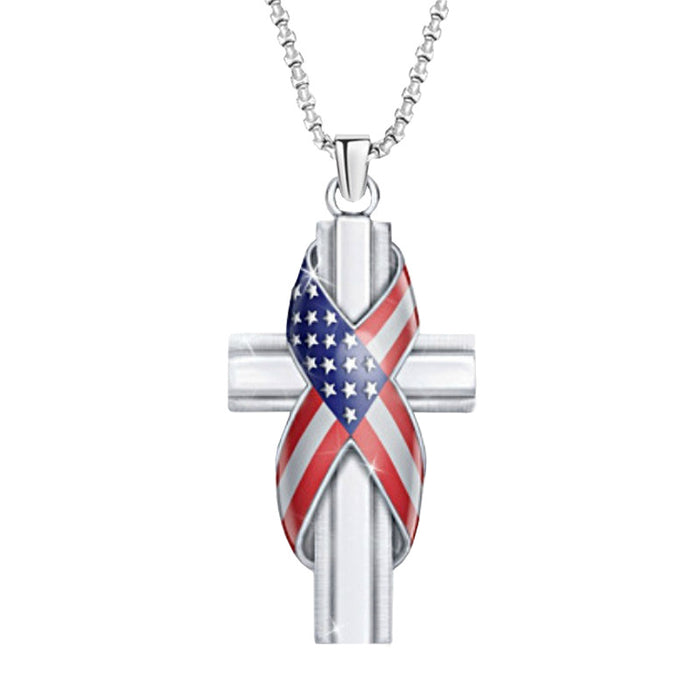 Wholesale necklace cross american flag pendant jewelry JDC-NE-XunO057