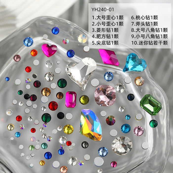 Wholesale Colored Gemstones Shaped Plastic Drill Nail Art Decorations JDC-NS-Wenyu002