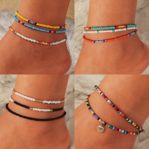 Jewelry WholesaleWholesale Boho Ethnic Color Rice Bead AnkletJDC-AS-NZ013 Anklets 奈珠 %variant_option1% %variant_option2% %variant_option3%  Factory Price JoyasDeChina Joyas De China