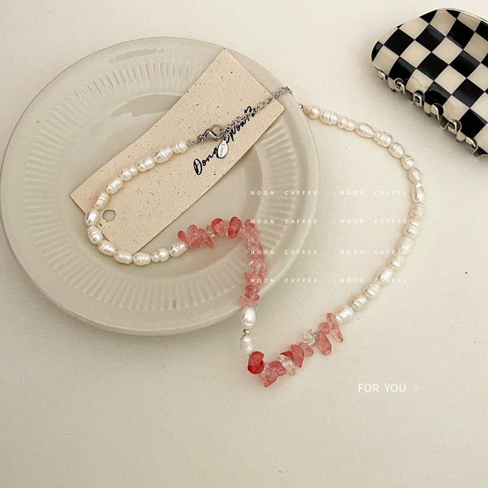 Wholesale Beaded Pearl Crystal Heart Beaded Glass Necklace JDC-NE-JiaJ004