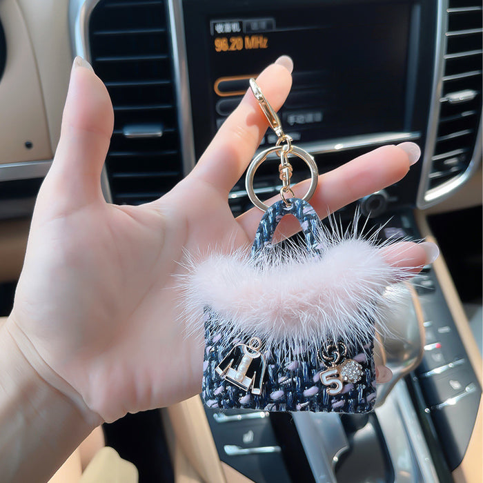 Wholesale Keychains Alloy Fabric Faux Mink Bag JDC-KC-CH062