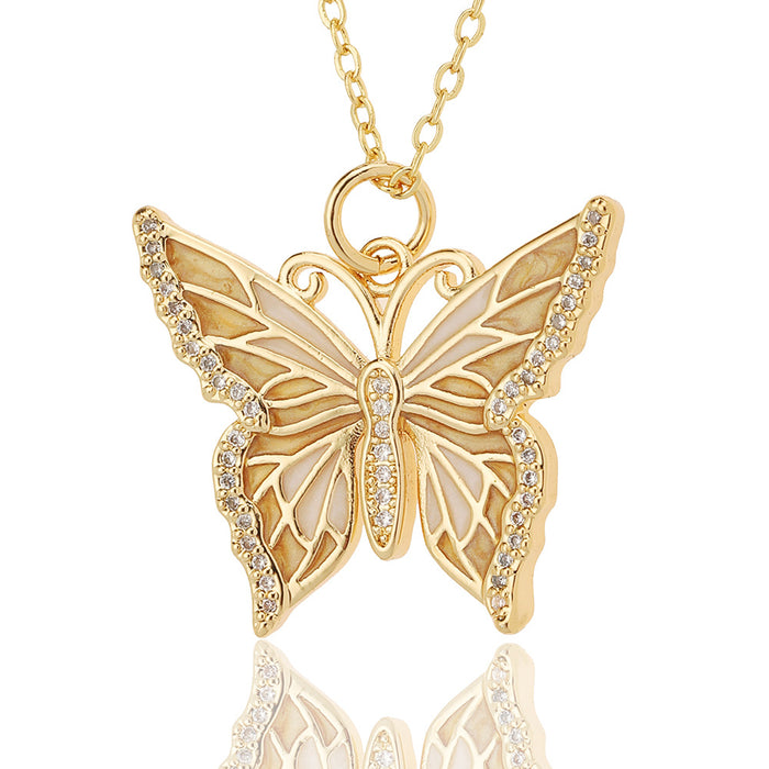 Jewelry WholesaleWholesale Jewelry Drop Oil Painted Butterfly Pendant Necklace JDC-NE-HX020 Necklaces 鸿玺 %variant_option1% %variant_option2% %variant_option3%  Factory Price JoyasDeChina Joyas De China