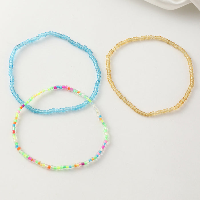 Jewelry WholesaleWholesale Simple Trend Transparent Color Rice Bead Anklet Stretch JDC-AS-NZ016 Anklets 奈珠 %variant_option1% %variant_option2% %variant_option3%  Factory Price JoyasDeChina Joyas De China