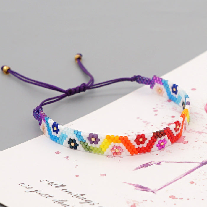 Wholesale Ethnic Fengsen Simple Rainbow Lucky Eye Woven Love Bracelet JDC-BT-GBH099