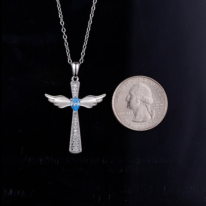 Wholesale Pendant crossing Born in the wings of the stone crossing angel's wings MOQ≥2 JDC-PT-MLJ003