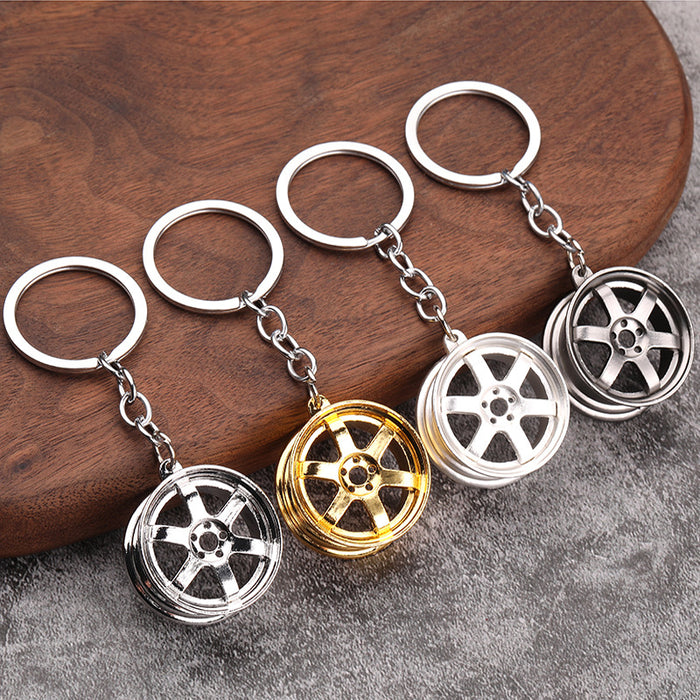 Wholesale three-dimensional car modification accessories wheel metal keychain JDC-KC-YiJ005