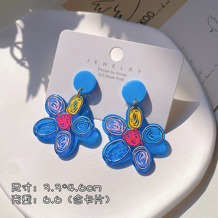 Jewelry WholesaleWholesale geometric candy color graffiti embossed stud stud earrings MOQ≥2 JDC-ES-XiaY002 Earrings 夏樱 %variant_option1% %variant_option2% %variant_option3%  Factory Price JoyasDeChina Joyas De China