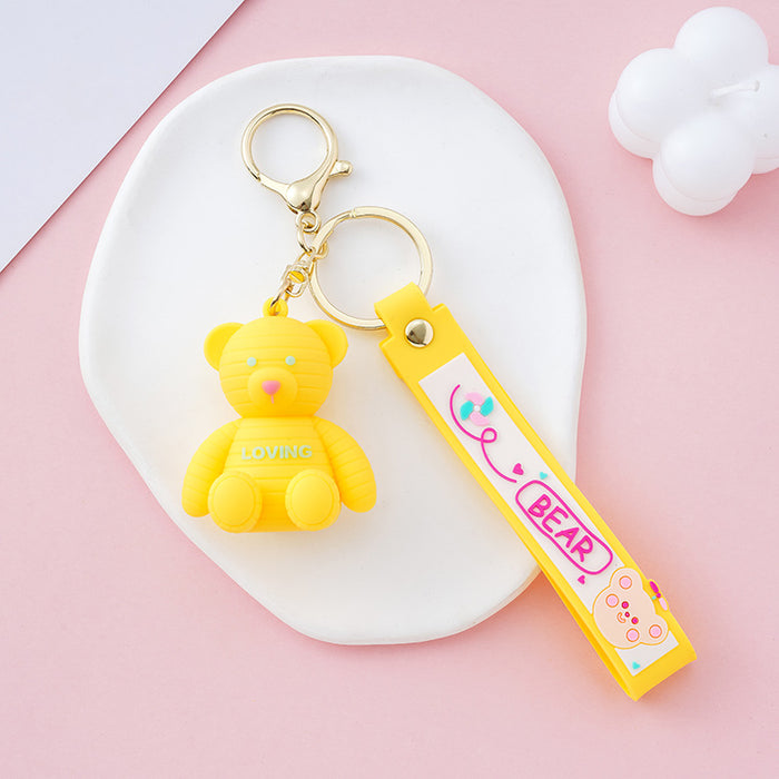 Wholesale Keychains For Backpacks PVC Bear Keychain Love Bear Cute Girl Heart MOQ≥2 JDC-KC-YY030