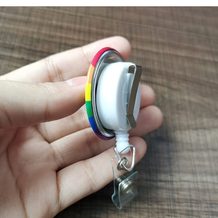 Wholesale Rainbow Flag Easy Pull Buckle LGBT Gay Badge ID Retractable Buckle MOQ≥10 JDC-KC-NDou001