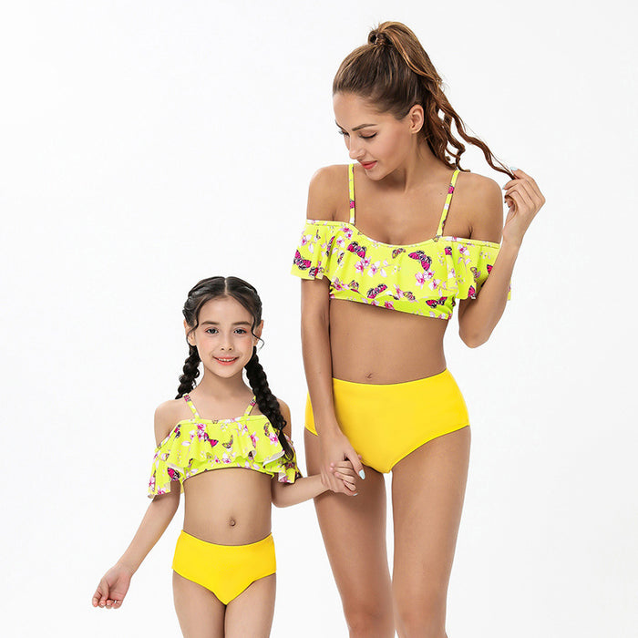 Jewelry WholesaleWholesale Parent-Child Ruffle Printed Split High Waist Bikini Swimwear JDC-SW-YWXN006 Swimwear 伊琬轩娜 %variant_option1% %variant_option2% %variant_option3%  Factory Price JoyasDeChina Joyas De China