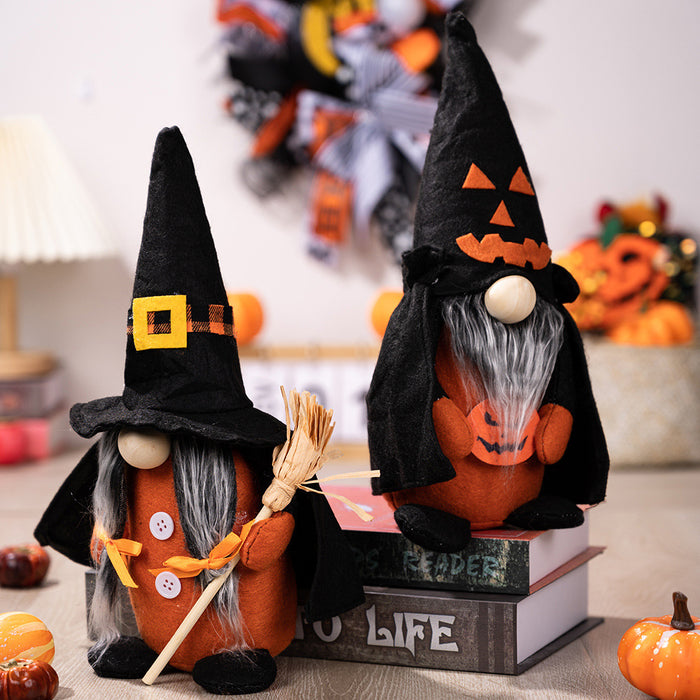 Wholesale Ornament Cloth Halloween Pumpkin Broom Point Hat Witch JDC-OS-HB001