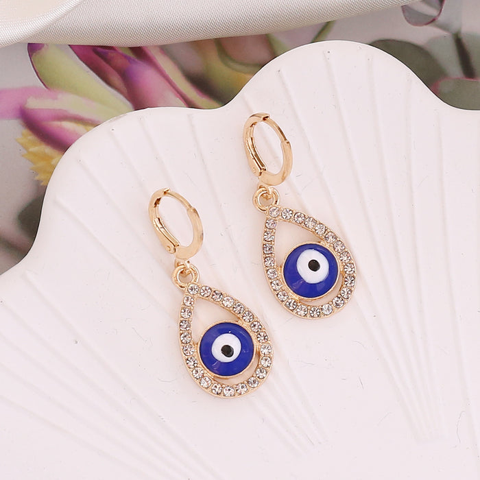 Wholesale Full Diamond Pearl Devil's Eye Alloy Earrings JDC-ES-Bingm022