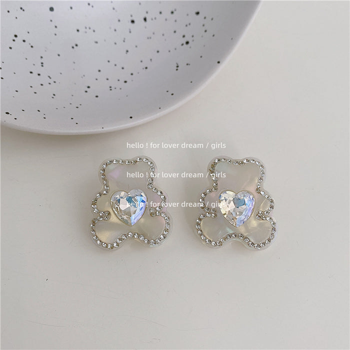 Wholesale Acrylic Acetate Earrings Love Rhinestones MOQ≥2 JDC-ES-Lfm008