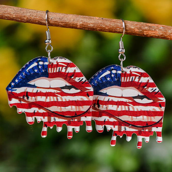 Wholesale Earrings Metal Lips Print Leather Earrings JDC-ES-Saip068