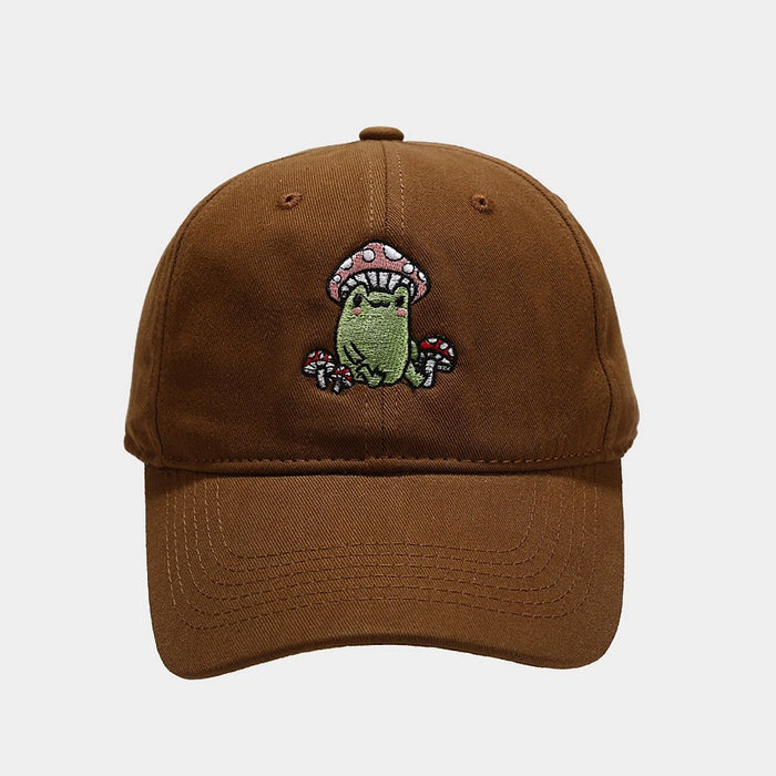 Wholesale Cartoon Frog Mushroom Embroidery Cotton Baseball Cap MOQ≥2 JDC-FH-LvYi013