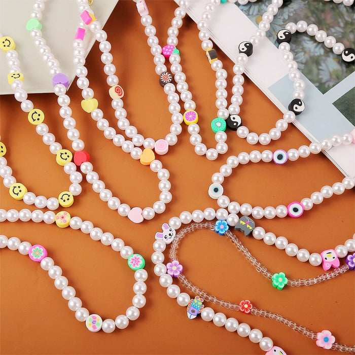 Wholesale Summer Pearl Fruit Love Eye Flower Smiley Soft Pottery Beaded Necklace JDC-NE-JiaYi004