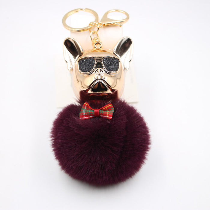 Jewelry WholesaleWholesale French Bulldog Alloy Faux Hair PVC Hairball Pom Pom  Keychain JDC-KC-Zuge017 Keychains 祖格 %variant_option1% %variant_option2% %variant_option3%  Factory Price JoyasDeChina Joyas De China