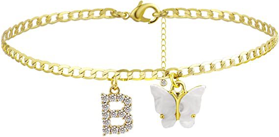 Wholesale Anklet Letter Butterfly 14K Gold Plated MOQ≥2 JDC-AS-JinM008