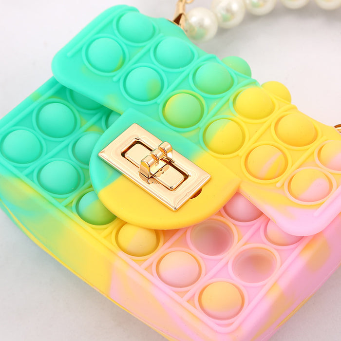 Wholesale Wallet Silicone Children Pearl Portable Coin Purse Double Sided Diagonal MOQ≥3 JDC-WT-YiiLai002