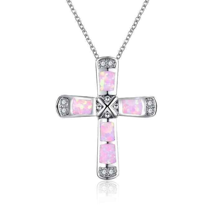 Wholesale Cross Opal Alloy Necklace JDC-NE-XunO029