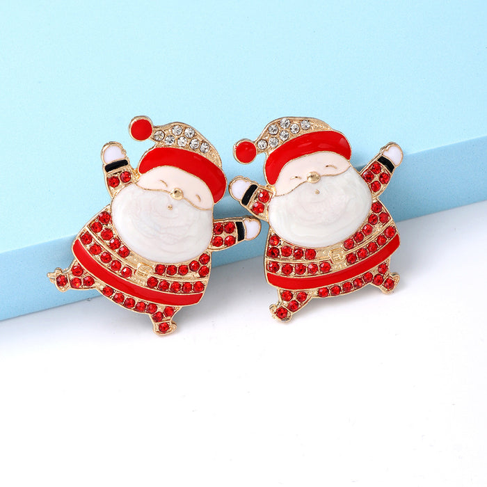 Wholesale Earrings Alloy Diamonds Christmas Santa Claus JDC-ES-JJ329