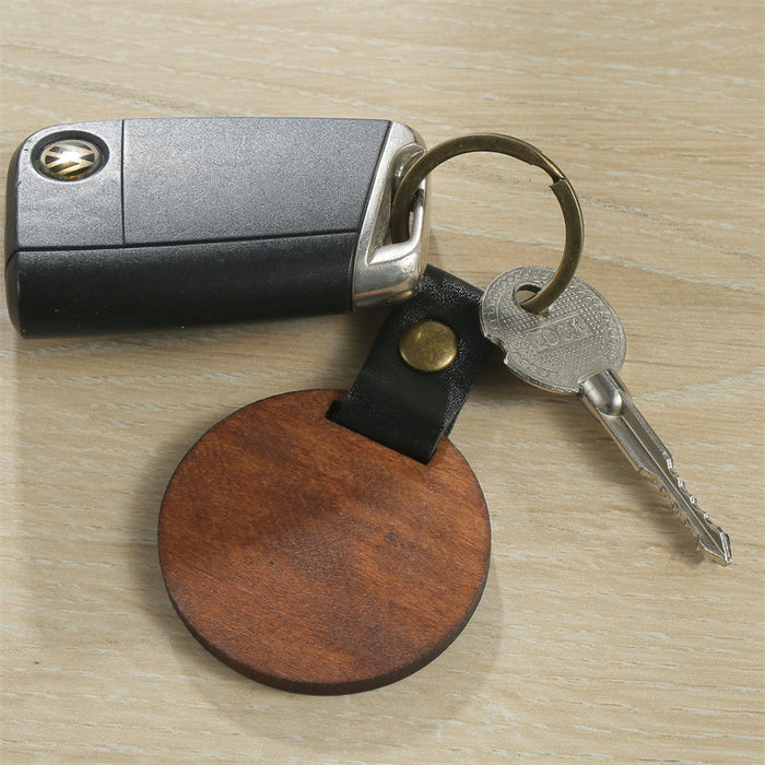 Wholesale Wooden DIY custom keychain Metal Leather Keyring JDC-KC-HeYu003