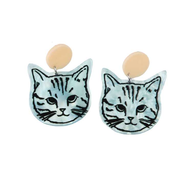 Wholesale Cartoon Cat Series Acrylic Personality Print Earrings MOQ≥2 JDC-ES-DUAI016