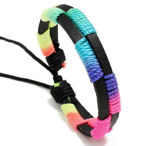 Jewelry WholesaleWholesale Hand Braided Rainbow Homosexual Leather Bracelet JDC-BT-PK012 Bracelet 庞克 %variant_option1% %variant_option2% %variant_option3%  Factory Price JoyasDeChina Joyas De China