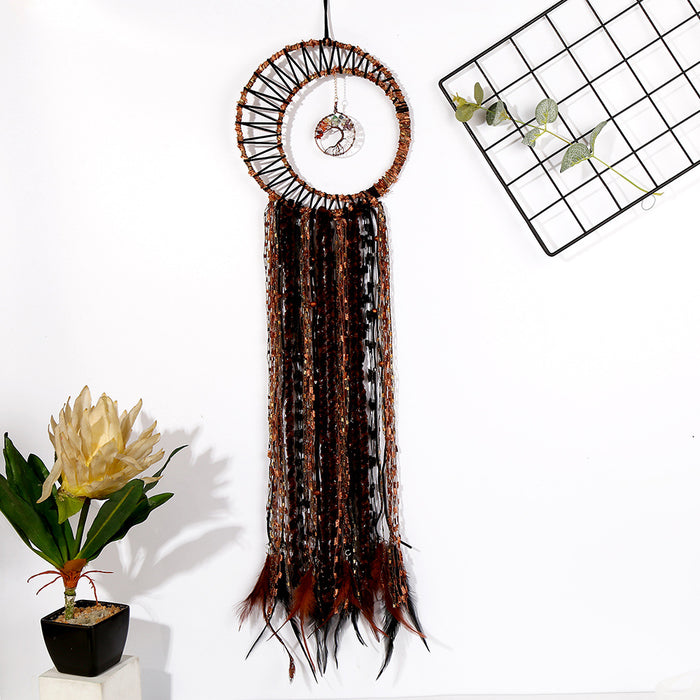 Jewelry WholesaleWholesale Gravel Tree of Life Woven Copper Wire Feather Dreamcatcher MOQ≥2 JDC-DC-DYue002 Dreamcatcher 东悦 %variant_option1% %variant_option2% %variant_option3%  Factory Price JoyasDeChina Joyas De China