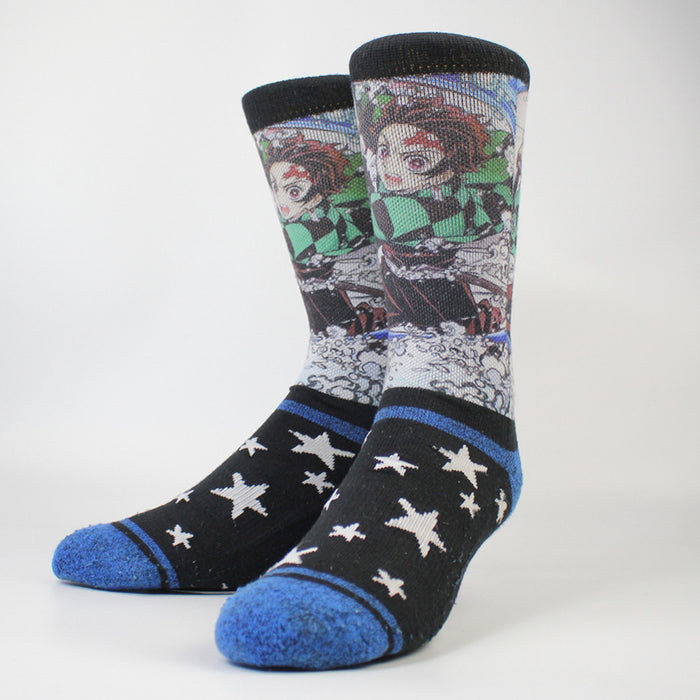 Wholesale Sock Polyester Cotton Cartoon Caricature Breathable Sweat Absorb (M) MOQ≥2 JDC-SK-MuQing005