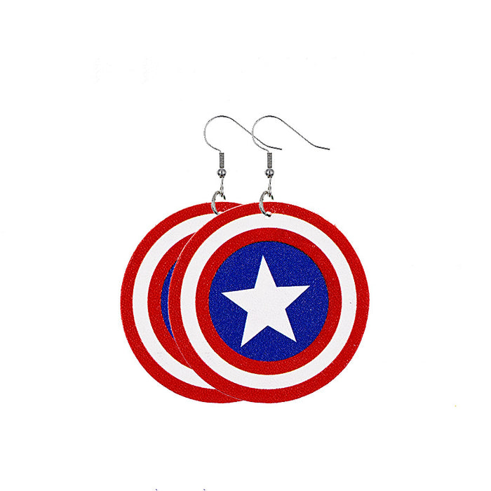 Wholesale 4th of July Independence Day Leather Earrings Flag Double Sided Printed Leather JDC-ES-Chengy021