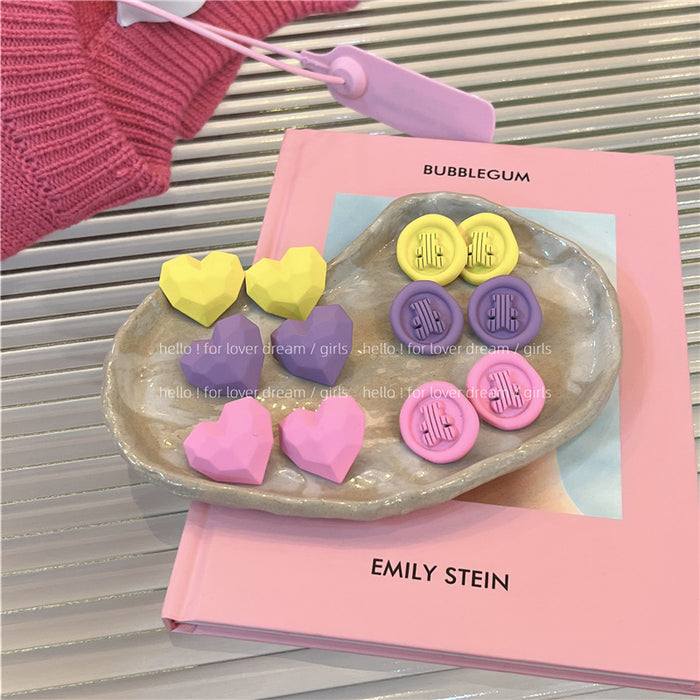 Wholesale Macaron Pink Earrings Periwinkle Blue Love JDC-ES-Lfm003