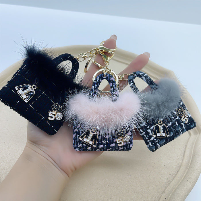 Wholesale Keychains Alloy Fabric Faux Mink Bag JDC-KC-CH062