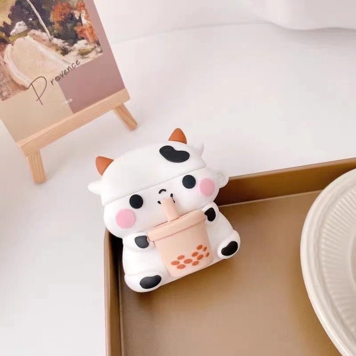 Wholesale Headphone Case Silicone Cute Milk Tea Cow Protective Cover JDC-EPC-YQB004