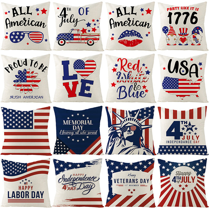 Wholesale 4th of July Independence Day Linen Pillowcase MOQ≥2 JDC-PW-OuH002