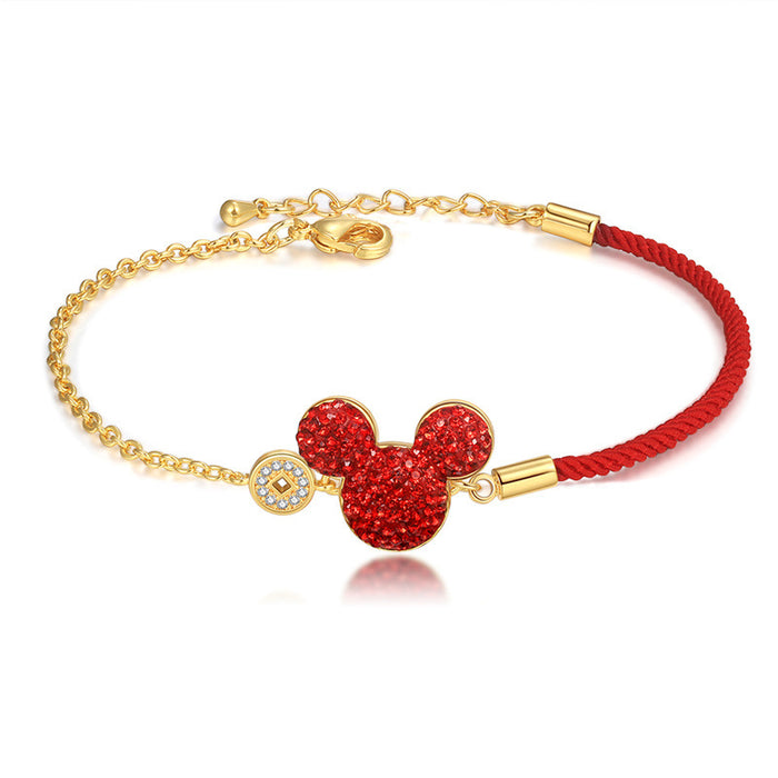 Wholesale transshipment red rope bracelet cute cartoon half red rope half chain bracelet JDC-BT-DiL010