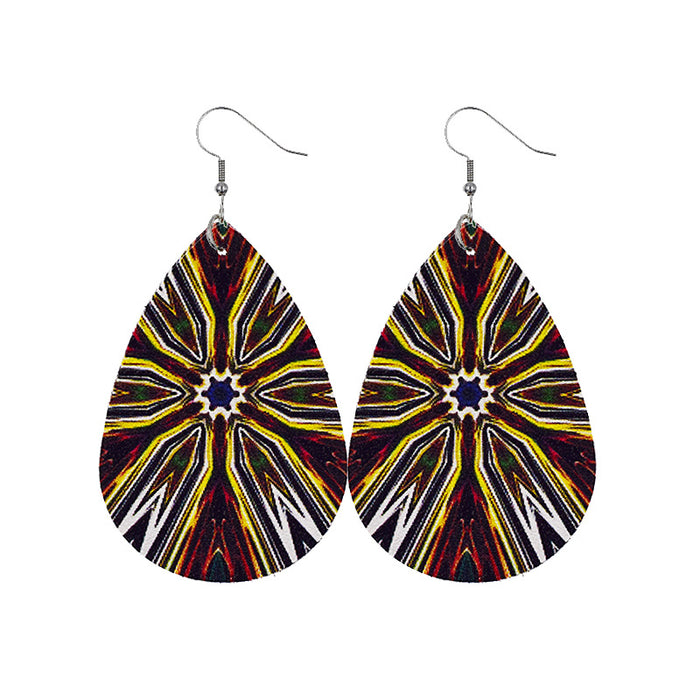 Wholesale Tie Dye Mandala Flower Leather Earrings JDC-ES-dih007