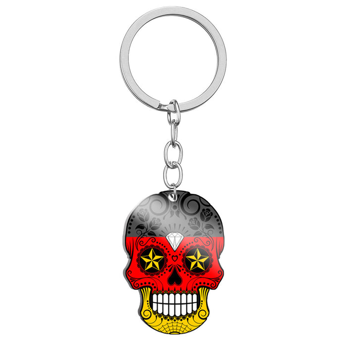 Wholesale Flag Skull Stainless Steel Keychain MOQ≥2 JDC-KC-HuanYu002