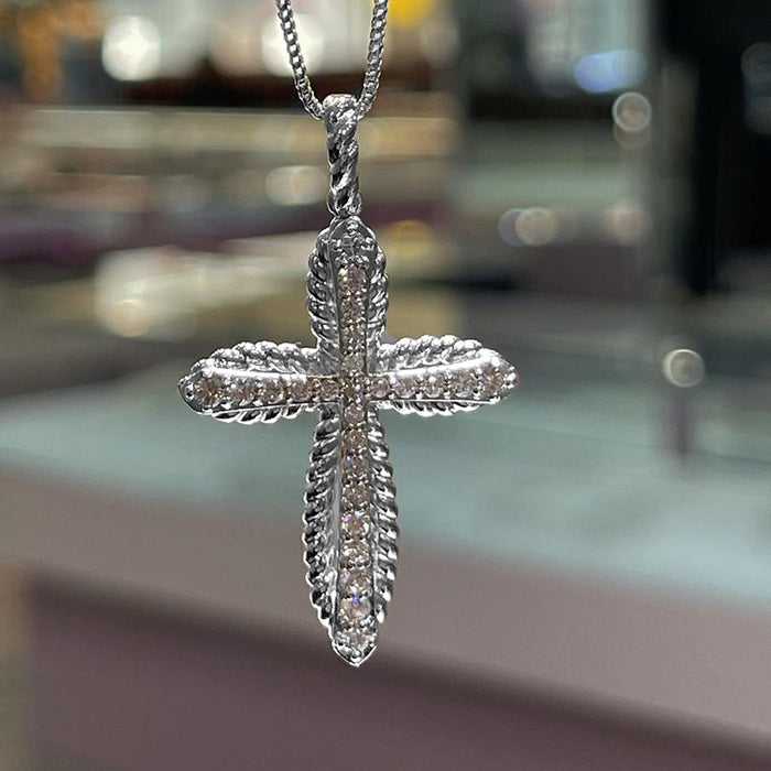 Jewelry WholesaleWholesale Openwork Cross Pendant Copper Inlaid Zircon Necklace MOQ≥2 JDC-NE-CaoS037 Necklaces 曹适 %variant_option1% %variant_option2% %variant_option3%  Factory Price JoyasDeChina Joyas De China