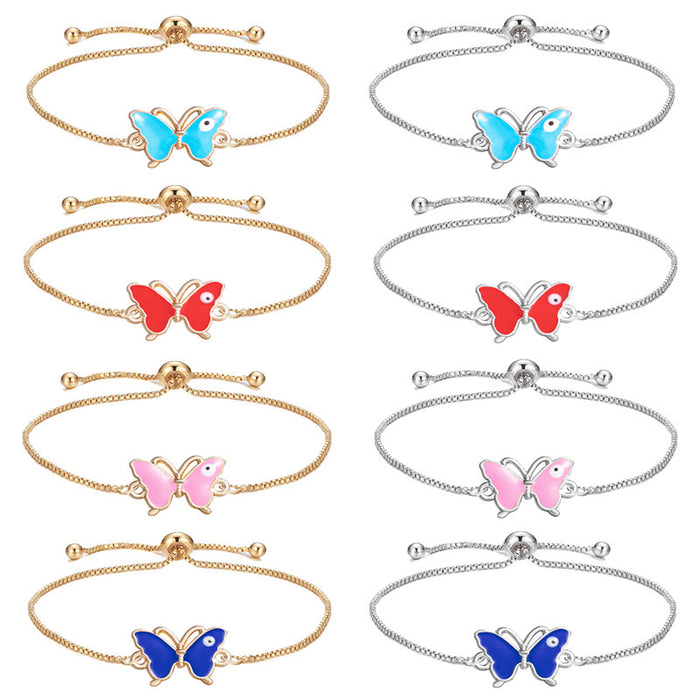 Wholesale Bracelet Alloy Evil Eye Butterfly Amulet Adjustable Bracelet MOQ≥2 JDC-BT-XiaoM009