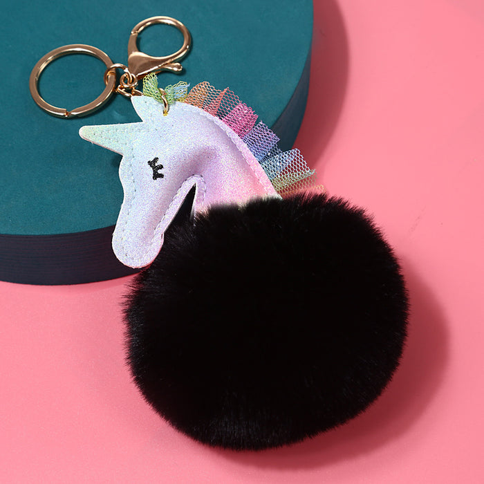 Wholesale Imitation Rex Rabbit Fur Cartoon Hair Ball Keychain MOQ≥2 JDC-KC-YXin001