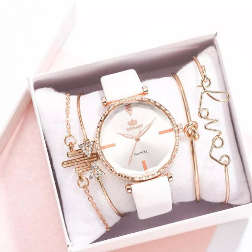 Jewelry WholesaleWholesale PU Leather Ladies Watch Set JDC-WH-Qimiao004 Watch 祈妙 %variant_option1% %variant_option2% %variant_option3%  Factory Price JoyasDeChina Joyas De China