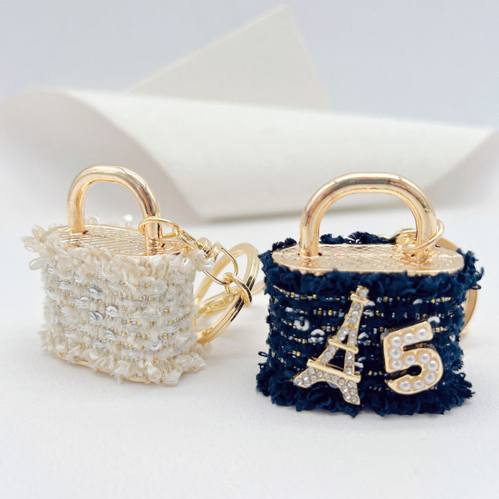 Wholesale Keychains Alloy Fabric Rhinestone Bag Pendant MOQ≥2 JDC-KC-ZhanLun002