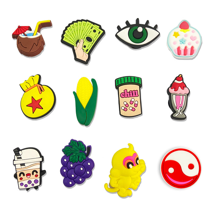 Wholesale Random 10pcs Croc Charms Cartoon PVC Soft DIY Shoe Accessories JDC-CS-JunX008