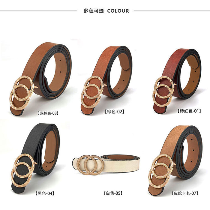 Jewelry WholesaleWholesale Double Round Buckle Ladies Vintage Belt Women JDC-WB-BangM008 Womenbelt 邦迈 %variant_option1% %variant_option2% %variant_option3%  Factory Price JoyasDeChina Joyas De China