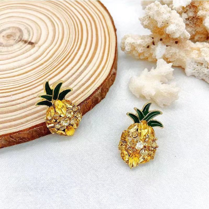 Jewelry WholesaleWholesale S925 silver asymmetrical pineapple avocado alloy stud earrings JDC-ES-XuanY001 Earrings 宣妍 %variant_option1% %variant_option2% %variant_option3%  Factory Price JoyasDeChina Joyas De China