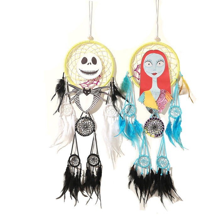 Wholesale Halloween Plastic Circle Feather Dreamcatcher MOQ≥2 JDC-DC-YXuan003